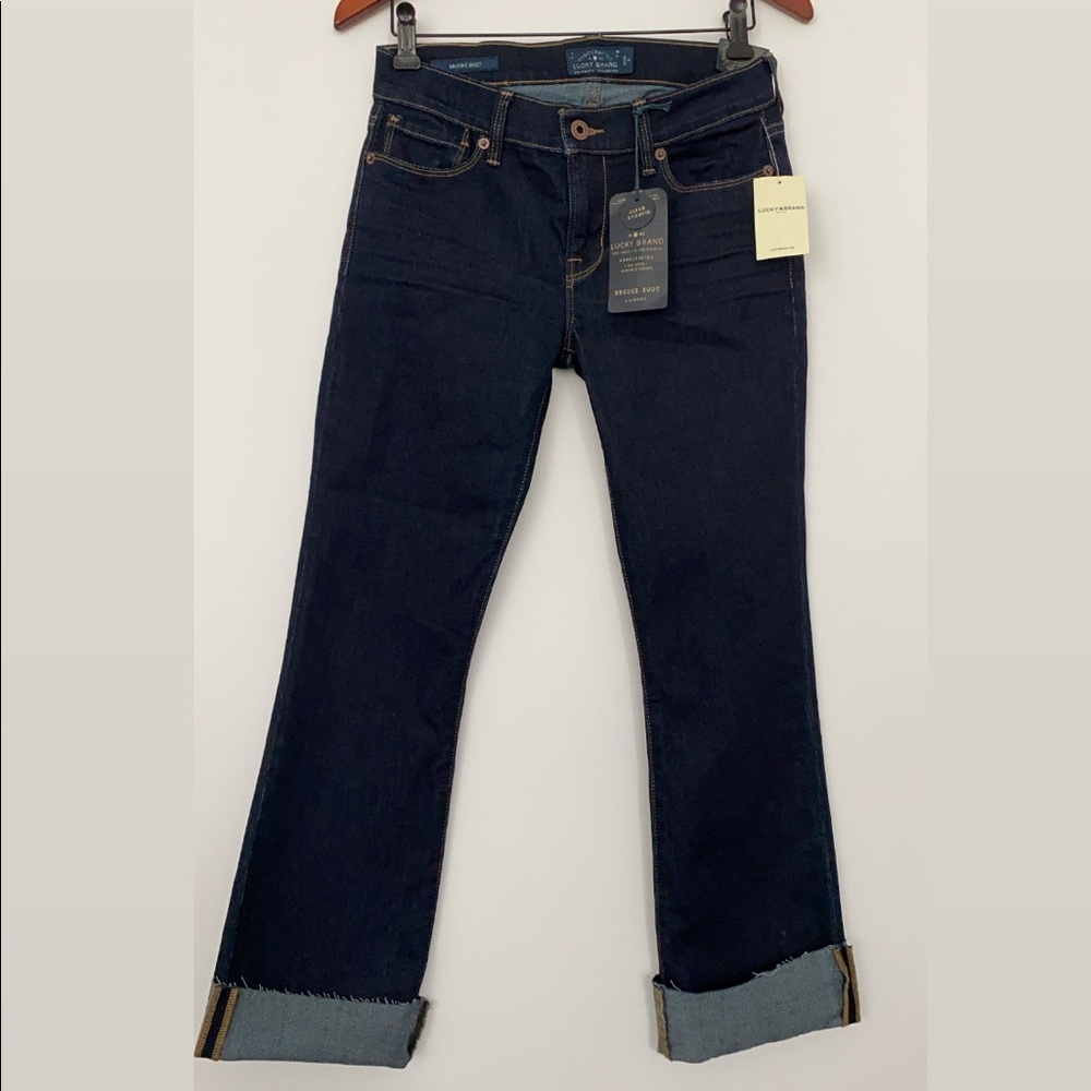 NWT 🏷 Lucky Brand Brooke Boot Mid Rise (Raw Hem) Denim Blue Jeans